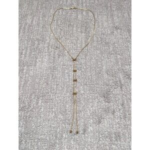 Vintage Signed MONET Lariat Style Rope Chain Gold‎ Tone Statement Necklace